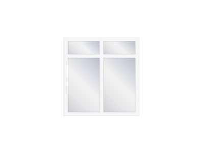 Zweiflügeliges Fenster mit zweiteiligem Oberlicht